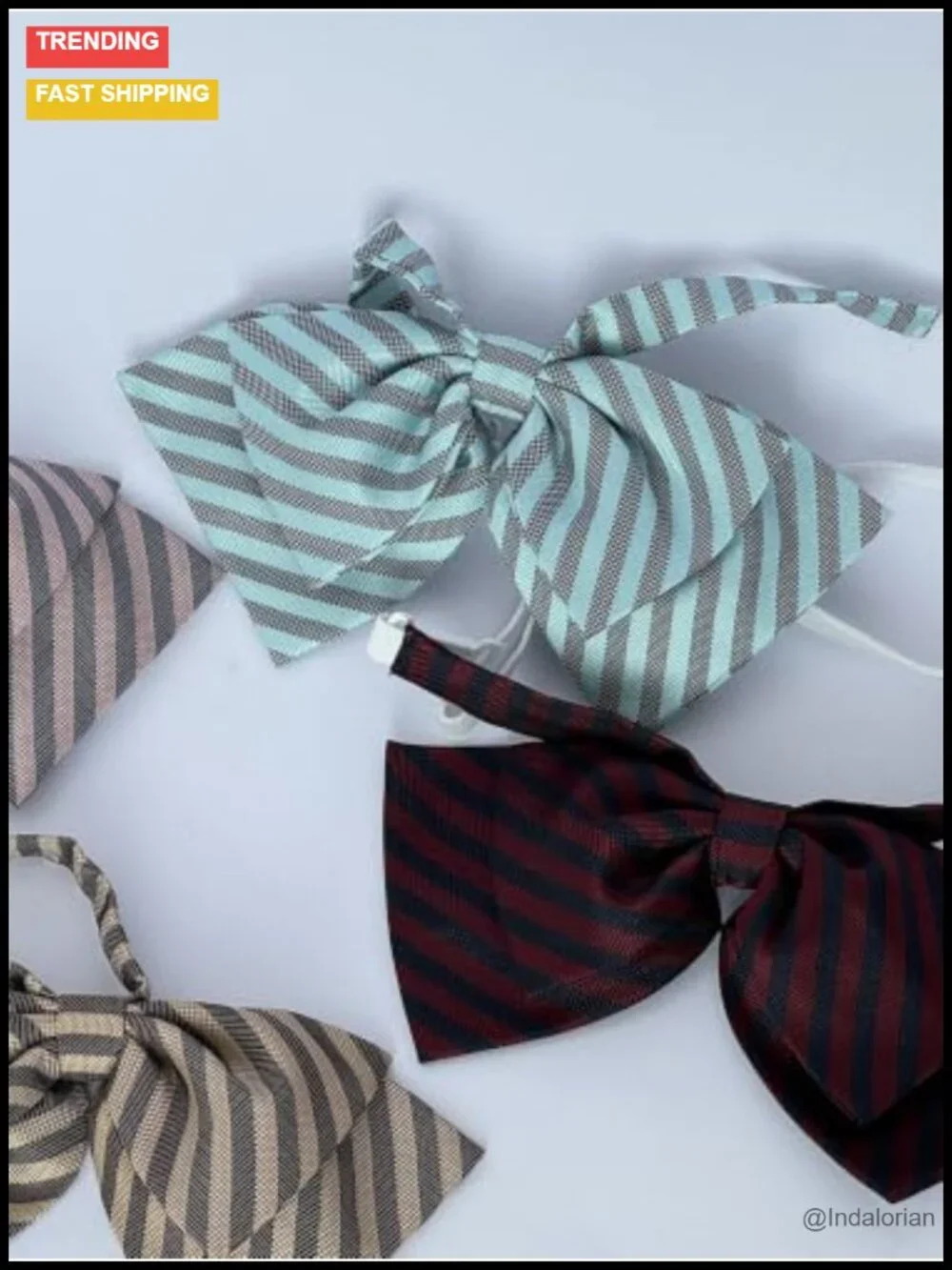 Pre-Tied Striped Bow Tie Adjustable Necktie